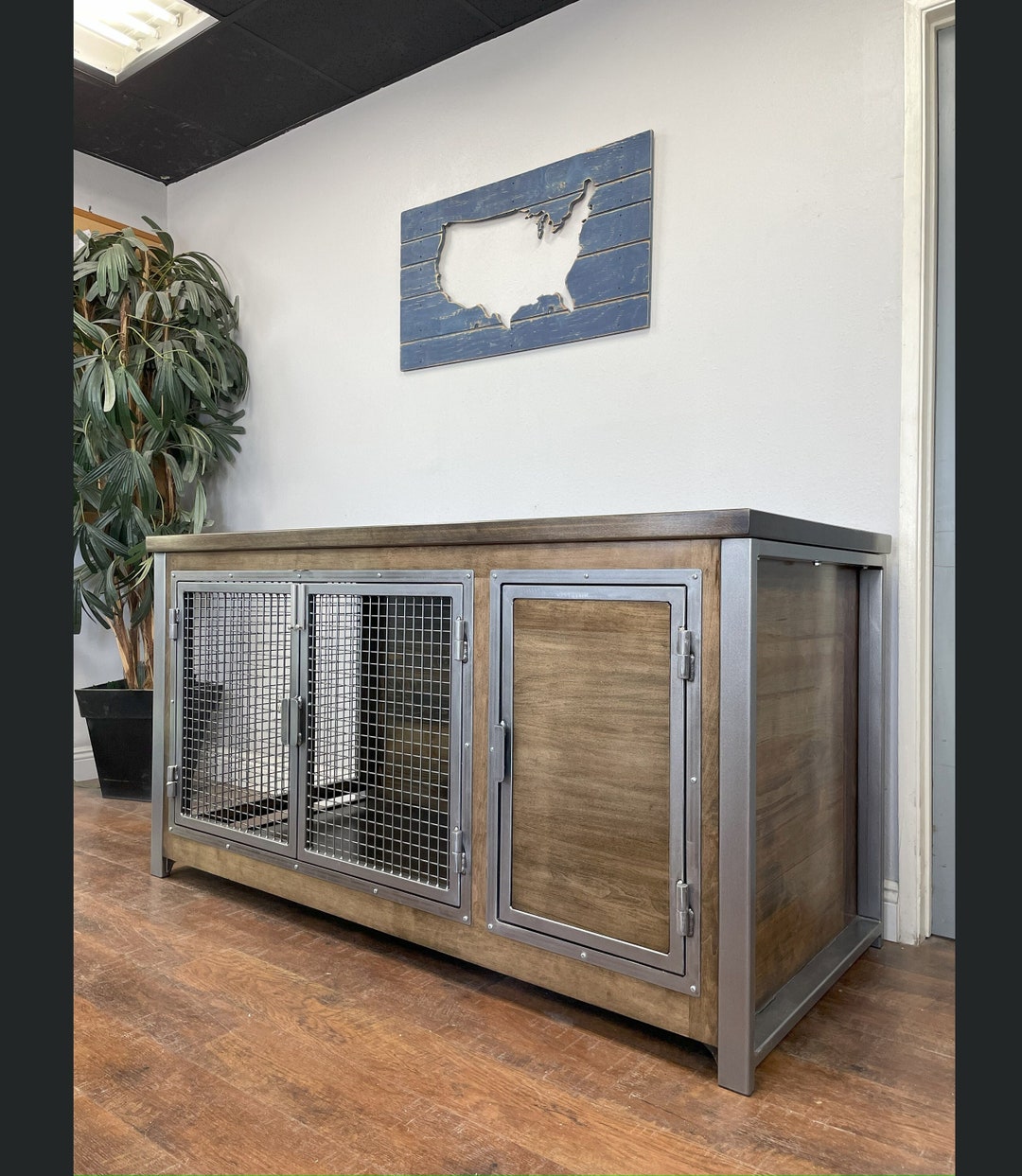 Dog Crate and Storage for Food, Raised Dog Crate, Industrial