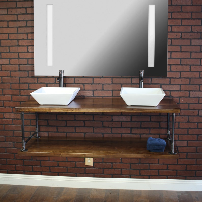 Floating Bathroom Vanity With Pipe / Industrial Restroom / Etsy