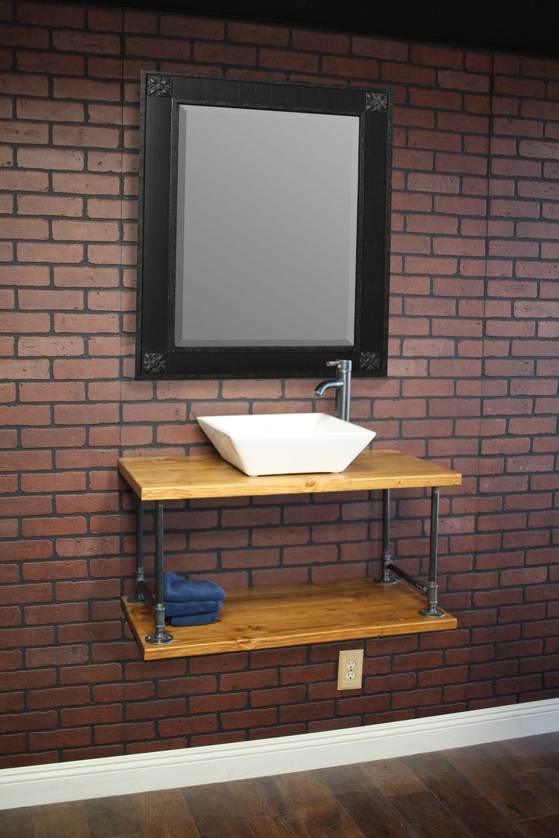 Floating Bathroom Vanity With Pipe / Industrial Restroom / Etsy
