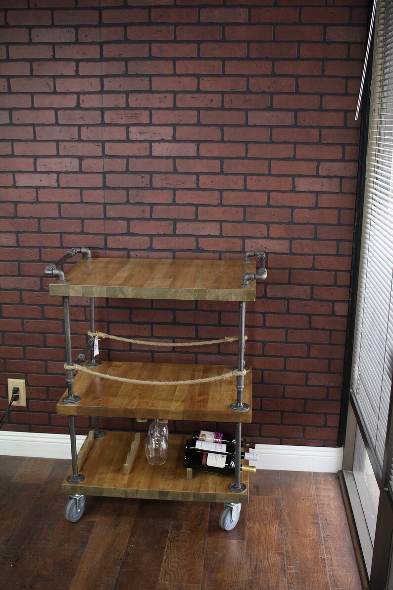 Bar Cart Industrial Pipe & Wood bar / Unique bars / whiskey Etsy
