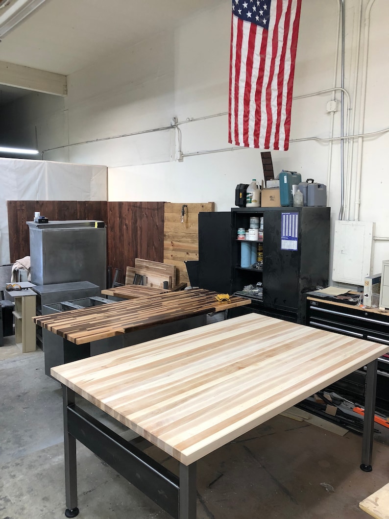 Industrial Butcher Block Standing Desk: Rustic Steel Workstation - Etsy