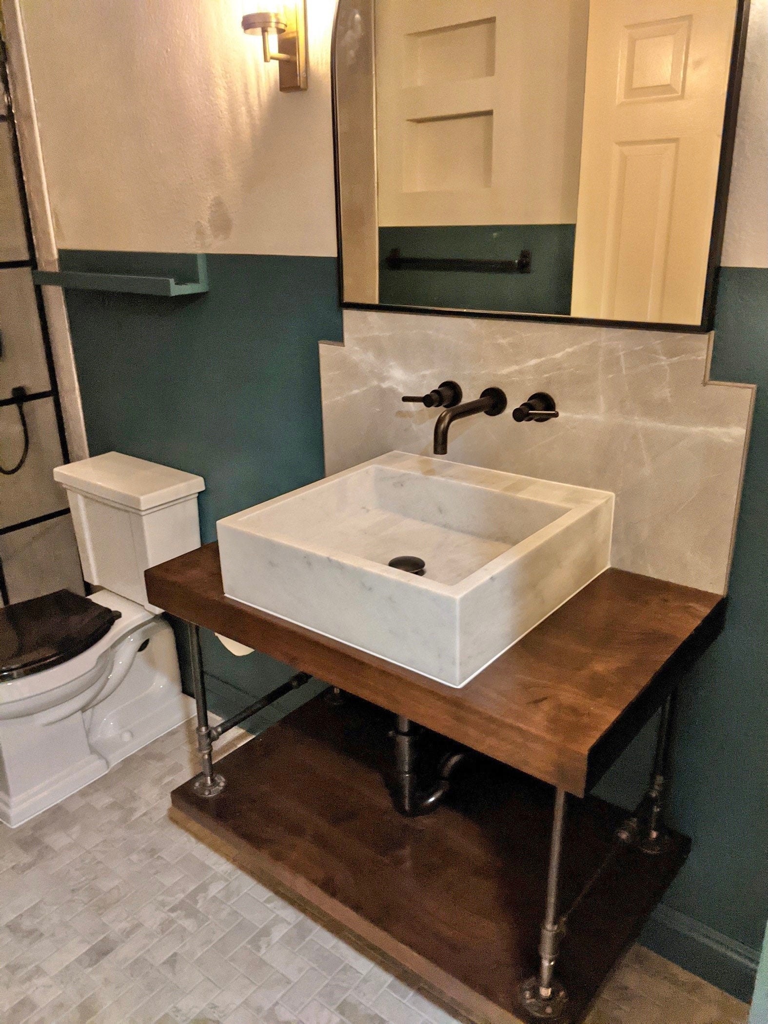 Floating Bathroom Vanity With Pipe / Industrial Restroom / Etsy Canada