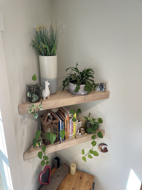 Bathroom Shelf Black Walnut Shower Rack Corner Shelf Wood Square