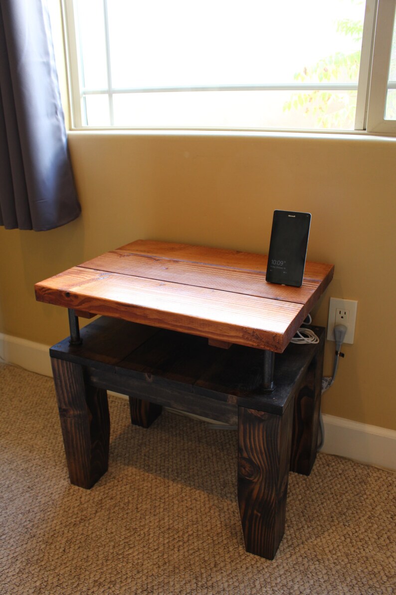 Solid Wood & Pipe bedside table / Handmade Rustic Industrial / Etsy