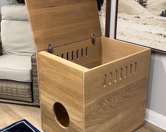 Litter Robot 4 Enclosure | Solid Wood Modern Litter Box Cabinet with Odor Control | Furniture‑Style Cat Credenza | Handmade in San Diego