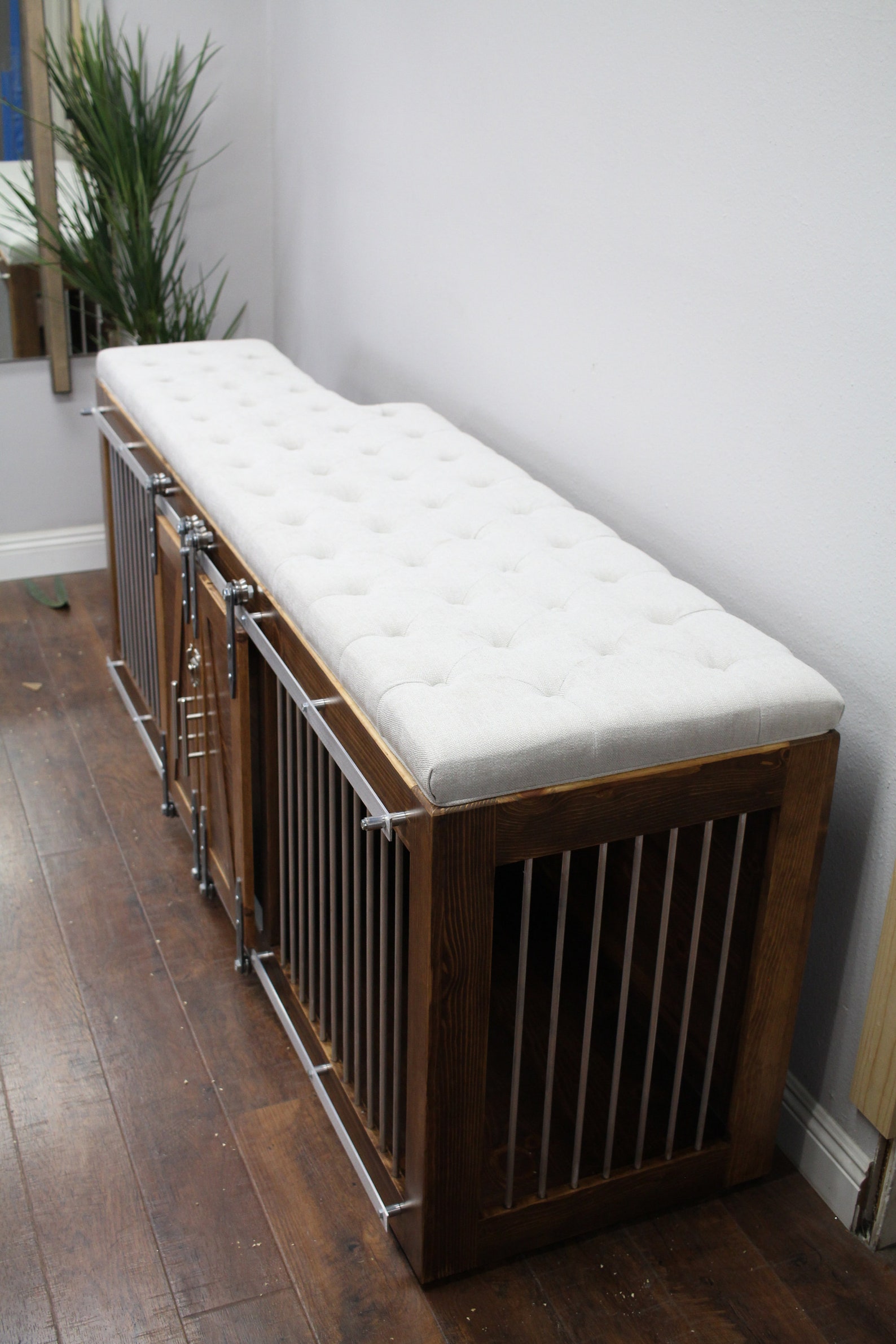 Image showcasing Dog Crate Ottoman With Stairs / Soft Cushion Top / Fully Custom / Dog ...
