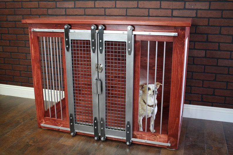 Rustic Dog Crate Sliding barn doors / Fully Custom / Dog Etsy