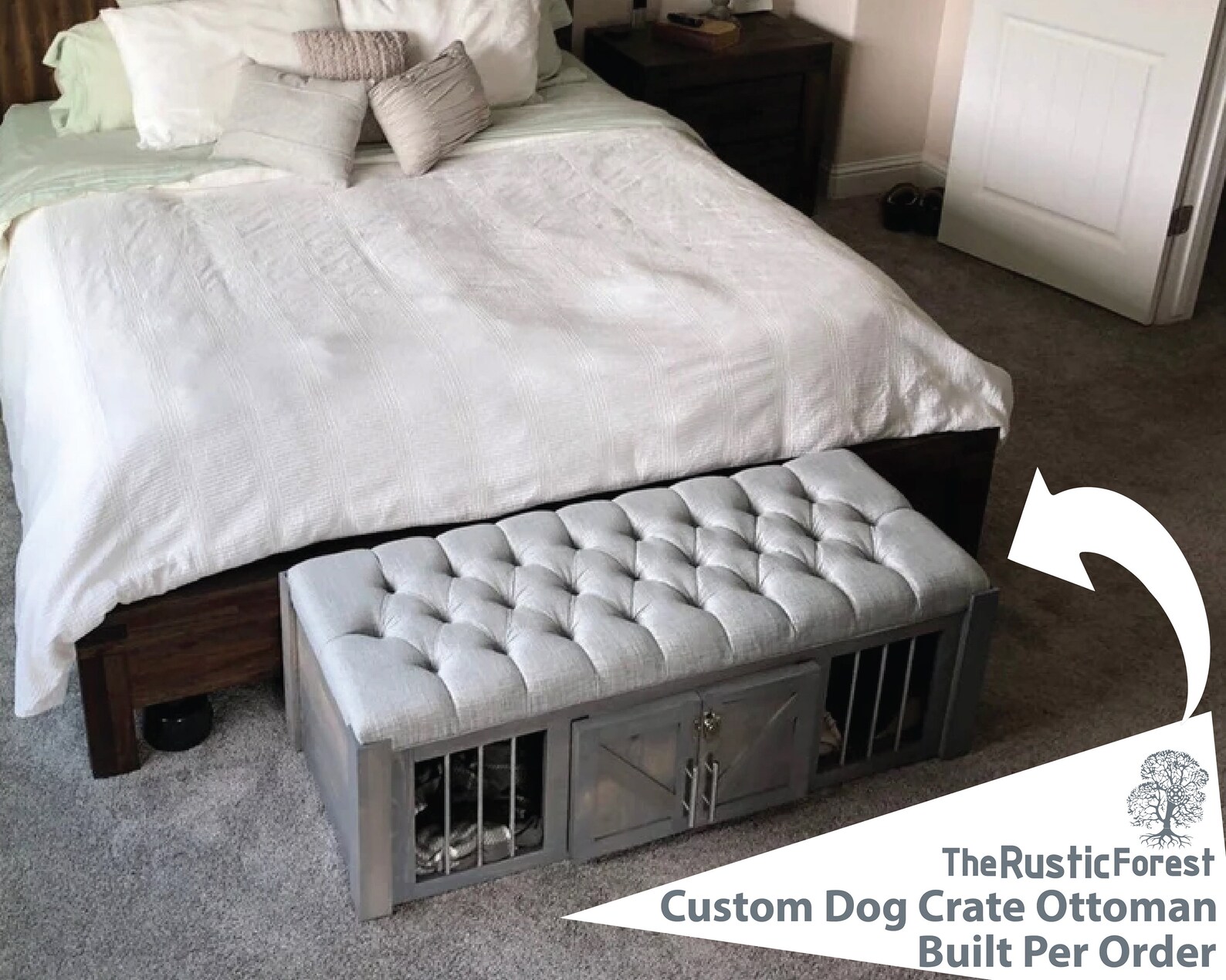 Dog Crate Ottoman Small Dog Kennel / Soft Cushion Top / - Etsy - Custom Crate Storage Dog Rattan Ottoman
