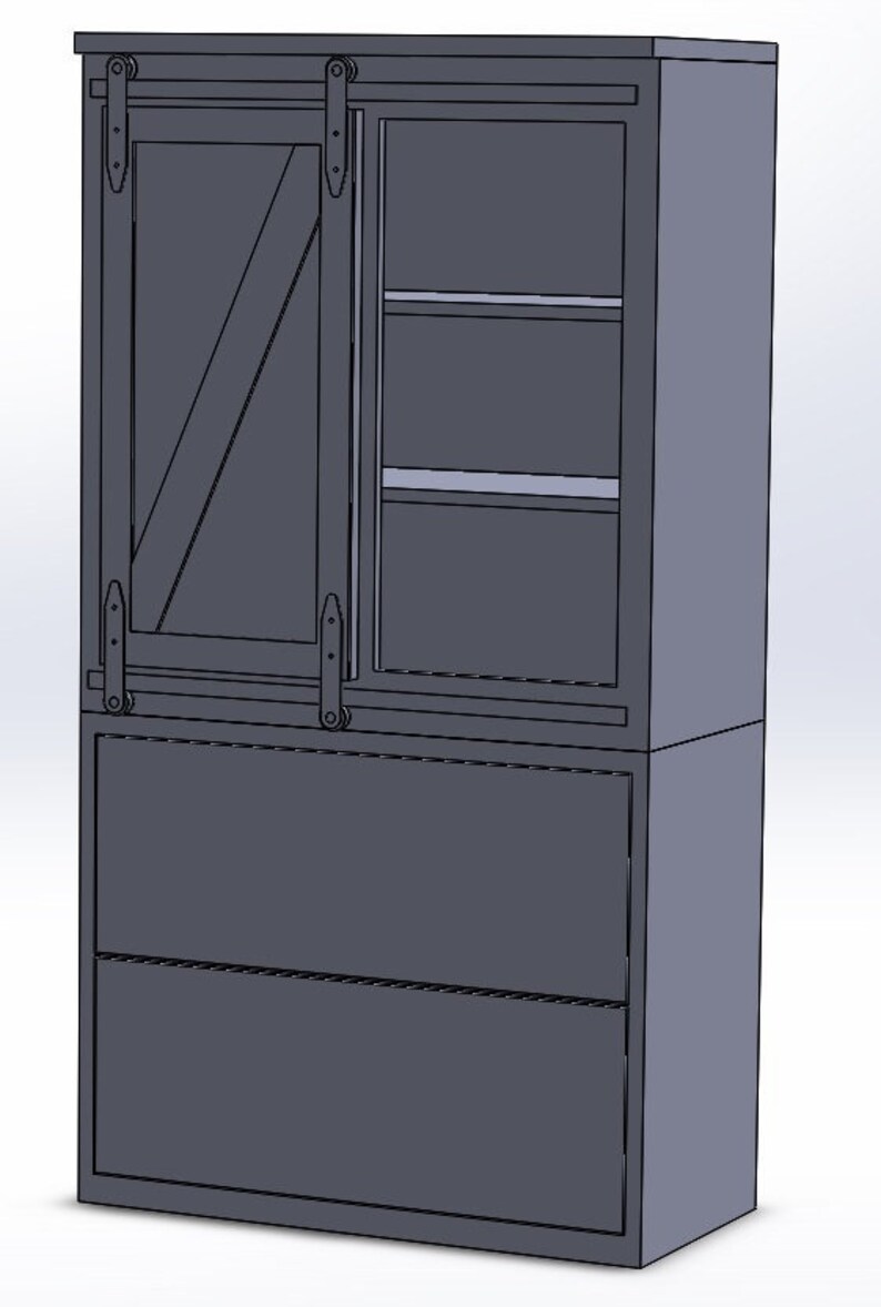 Custom 2 Drawer Lateral Cabinet With Sliding Door Wood Above 36 Wide By 66 Tall