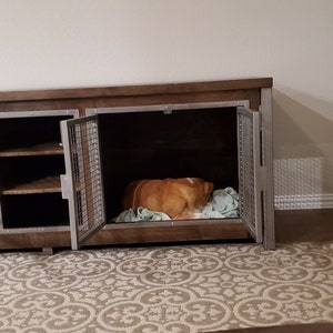 Dog Crate Media Center / Industrial Modern Credenza / Urban Entertainment Center / rustic office furniture / dog kennel / custom Wood Steel image 2