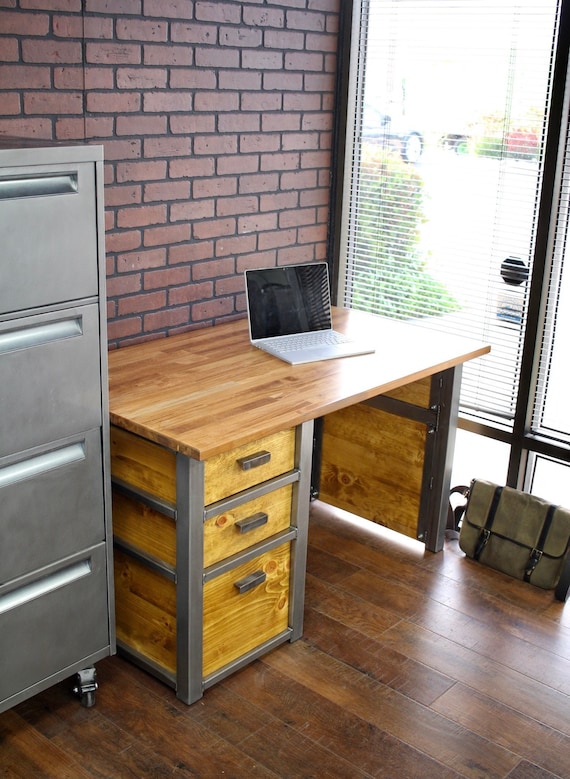 Executive desk with file cabinet online