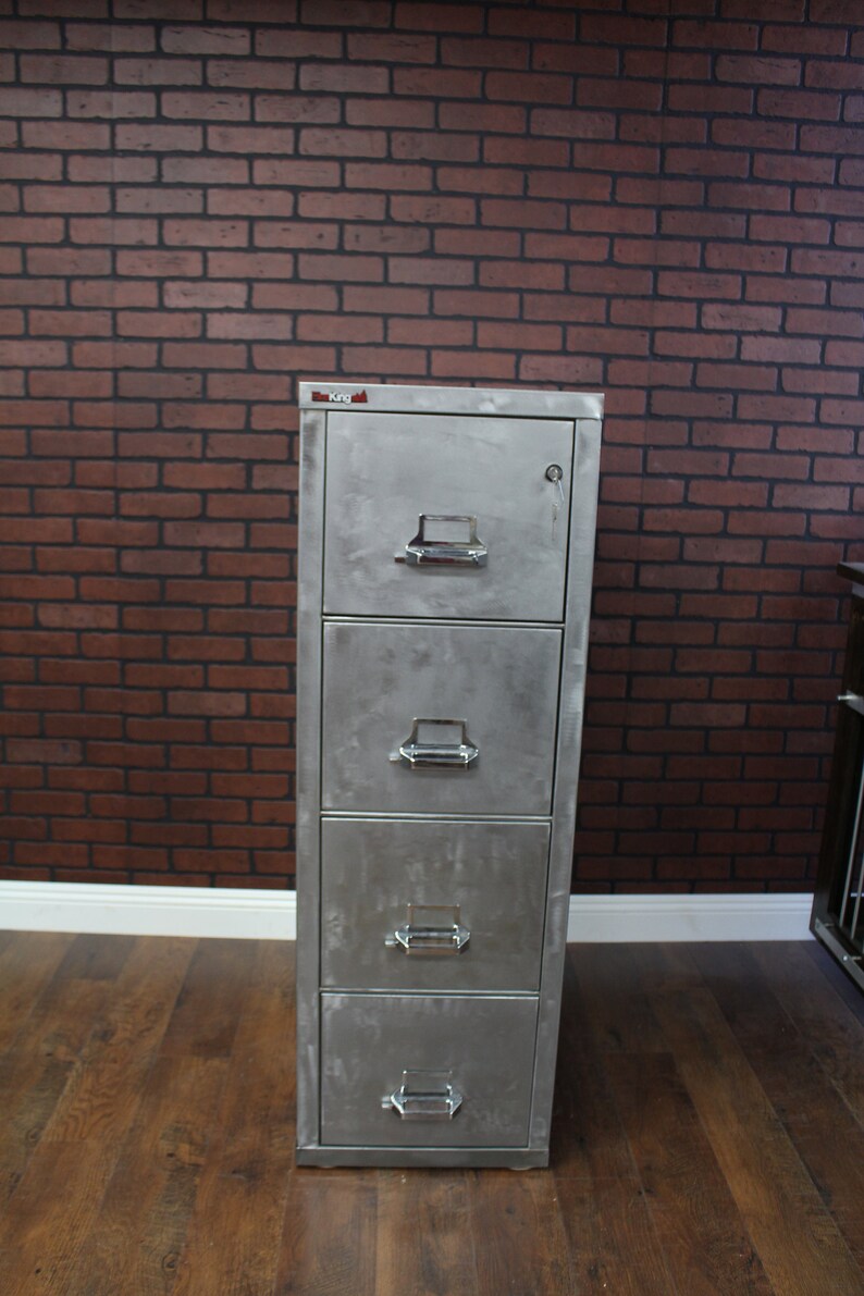 Refinished 4 drawer Fire Proof FireKing Metal Filing Cabinet / industrial cabinet / metal filing cabinet / industrial office / Hon image 4