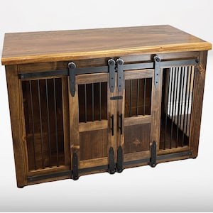 Dog Crate Furniture - Sliding Barn Doors / Built Per Order / Dog House / Custom / Rustic / farmhouse / kennel / Different Sizes / Modern
