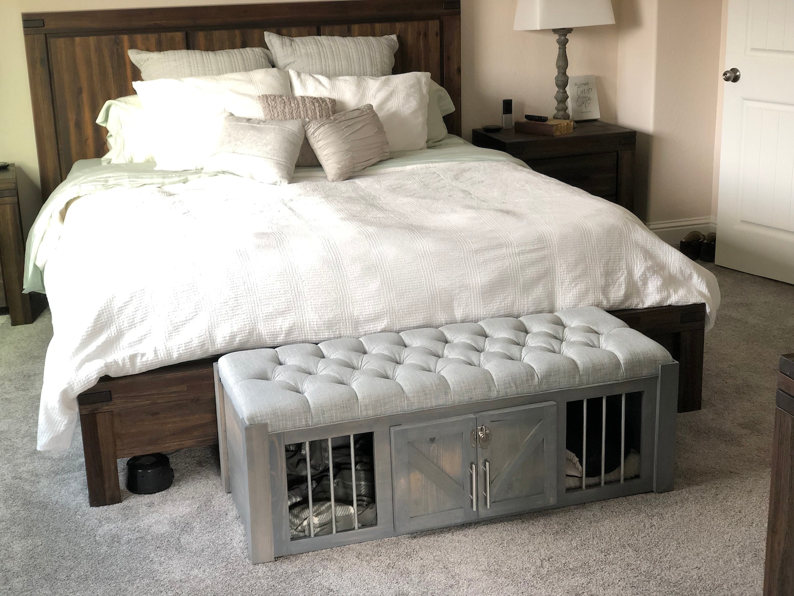 Dog Crate Ottoman, Small Dog Kennel, Soft Cushion Top Crate, Fully ... - Dog Crate Ottoman For Small Spaces