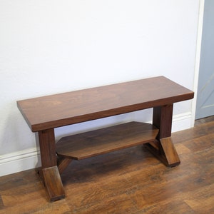 Farmhouse Shoe Bench in solid wood with 2 places for shoes and handmade in USA, entry mud room bench image 5