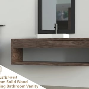 Floating Bathroom Vanity with 2 Drawers - Solid Wood / Modern restroom / Rustic / Industrial Furniture