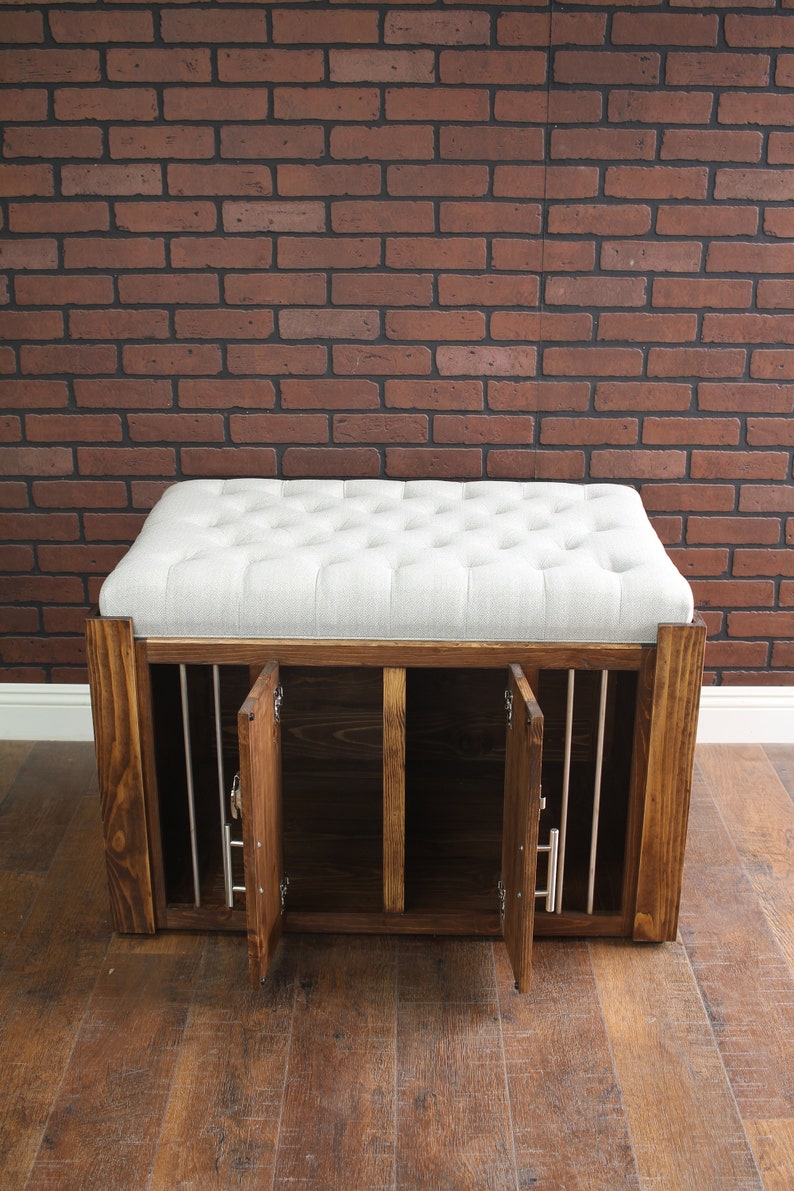 Ottoman Dog Crate small dog kennel / Soft Cushion Top / Etsy