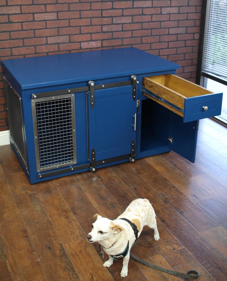 Dog Crate with Storage and Drawer Sliding barn door / Fully Etsy