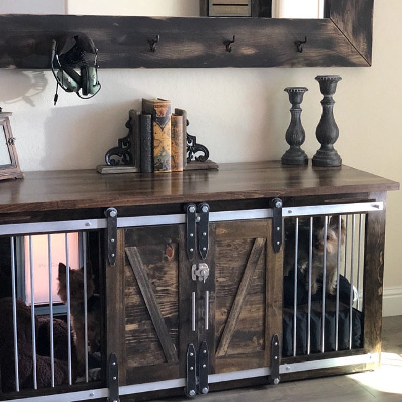Rustic Dog Crate Sliding barn doors / Fully Custom / Dog Etsy
