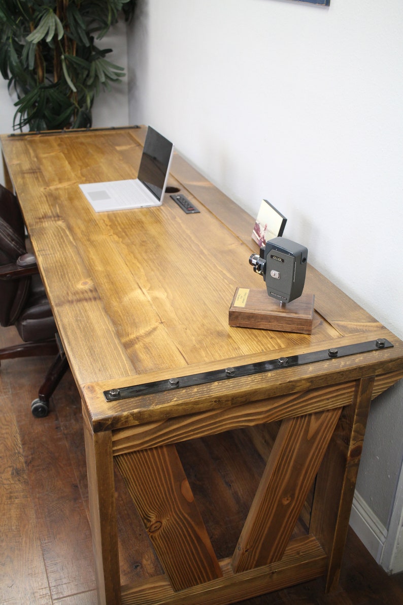 Barn Door Desk Solid Wood Rustic Farmhouse / industrial / urban furniture / office furniture / Modern Desk / Custom Desk / Bespoke image 5
