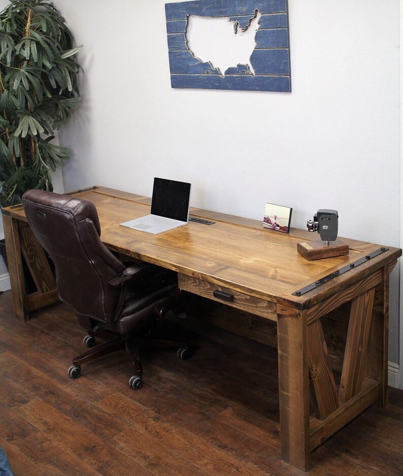 Barn Door Desk Solid Wood Rustic Farmhouse / industrial / urban furniture / office furniture / Modern Desk / Custom Desk / Bespoke image 3