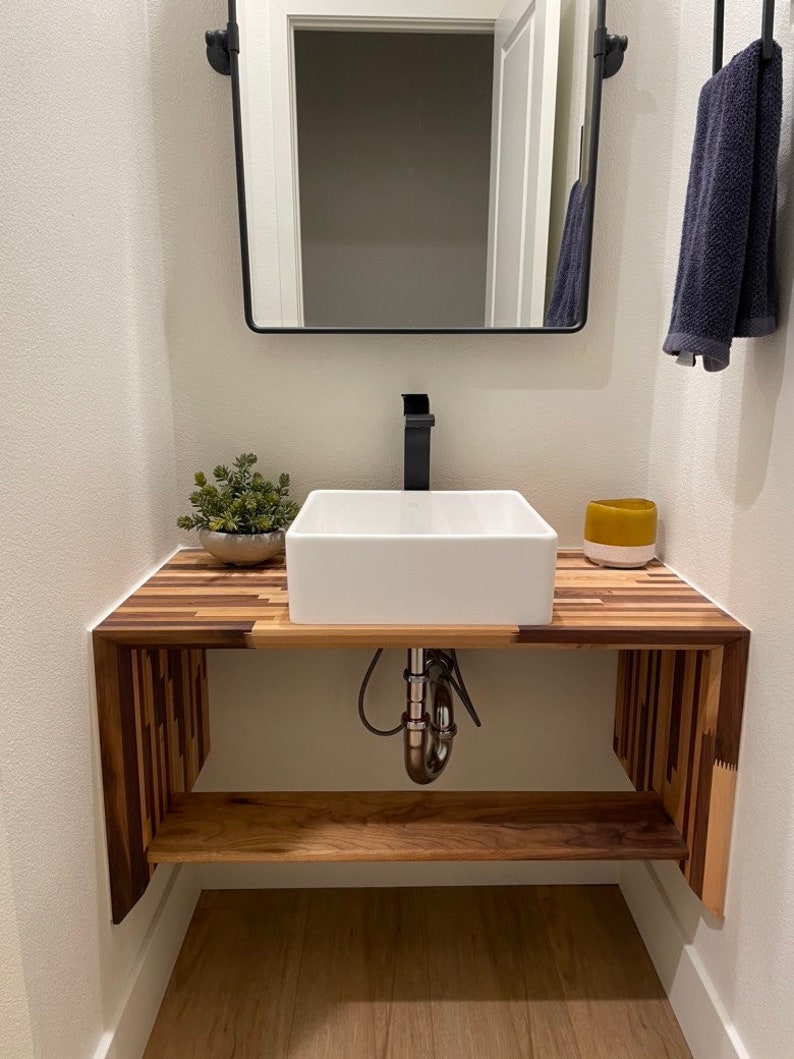 Floating Bathroom Vanity All Wood / Scandinavian / Industrial Etsy