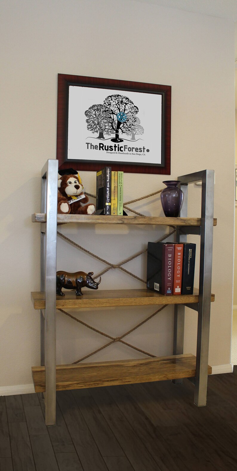 Industrial Rustic Book Shelf / Office Furniture / Steel Wood / Etsy