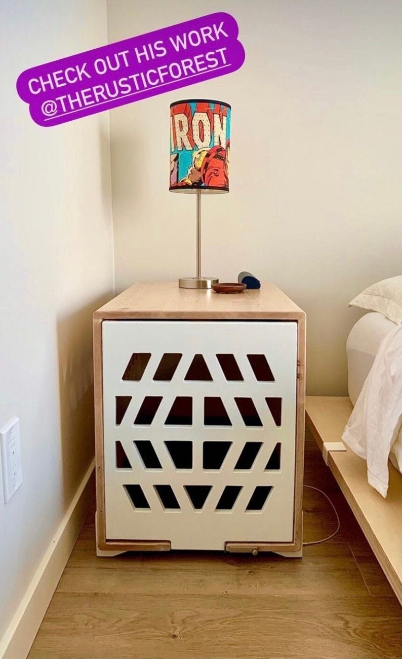View of Small Dog Crate Modern Dog Crate Furniture Side Table Dog - Etsy