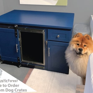 Dog Crate Cabinet and Drawer Sliding barn door / Fully Custom / House / Credenza / Unique / rustic furniture / farmhouse kennel / Custom image 2