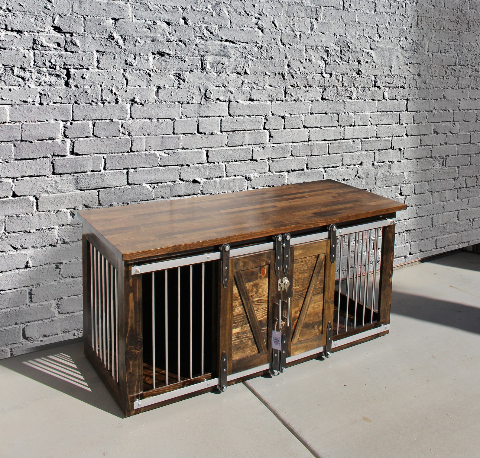 Rustic Dog Crate Sliding barn doors / Fully Custom / Dog Etsy