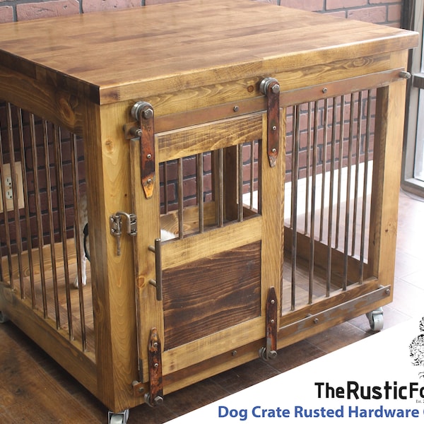 Add-on Option - Rusted Steel Hardware for our Dog Crates & Cat Boxes