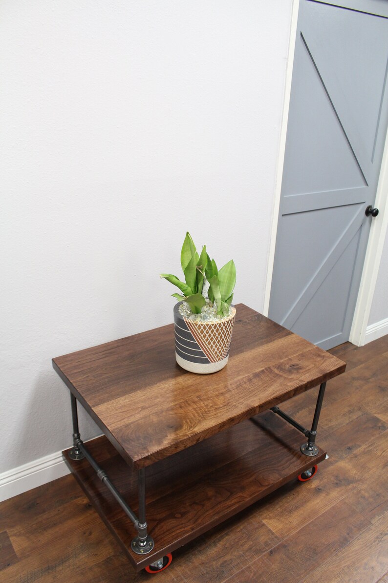 Coffee Table on Castors Industrial Pipe & Wood Table / Etsy