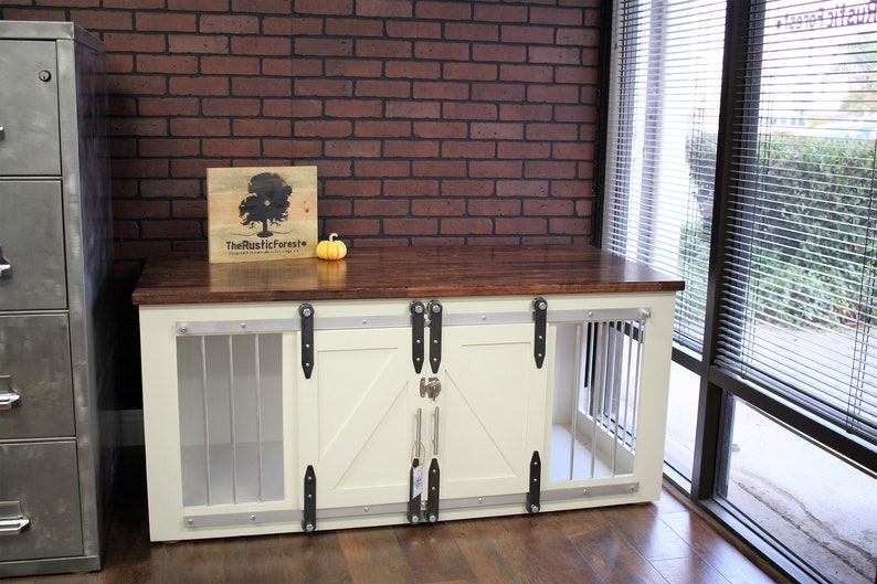 Rustic Dog Crate Sliding barn doors / Fully Custom / Dog Etsy