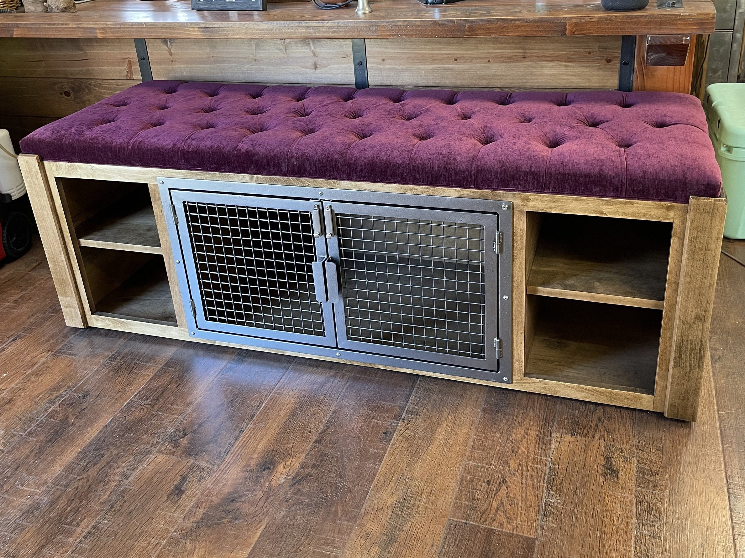 Handmade Modern Farmhouse Dog Crate Ottoman Bench, Solid Wood - Etsy