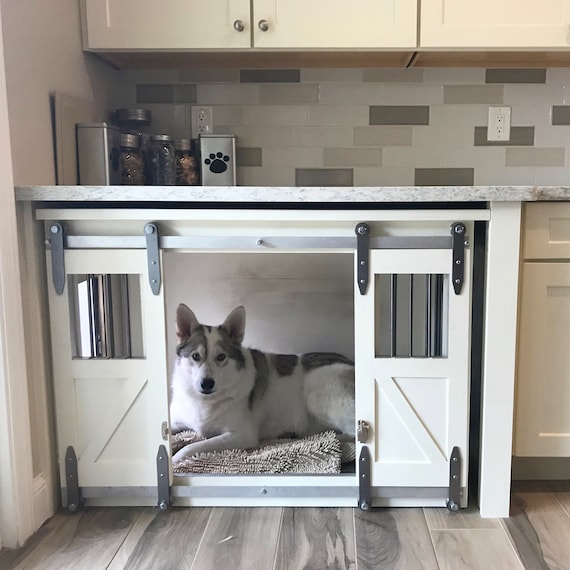 Rustic Dog Crate Sliding Barn Doors Fully Custom Dog Etsy