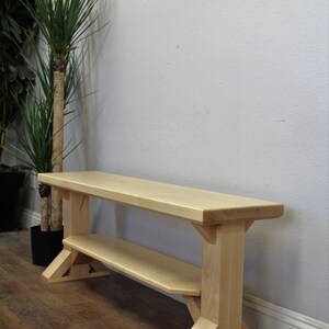 Farmhouse Shoe Bench in solid wood with 2 places for shoes and handmade in USA, entry mud room bench image 2