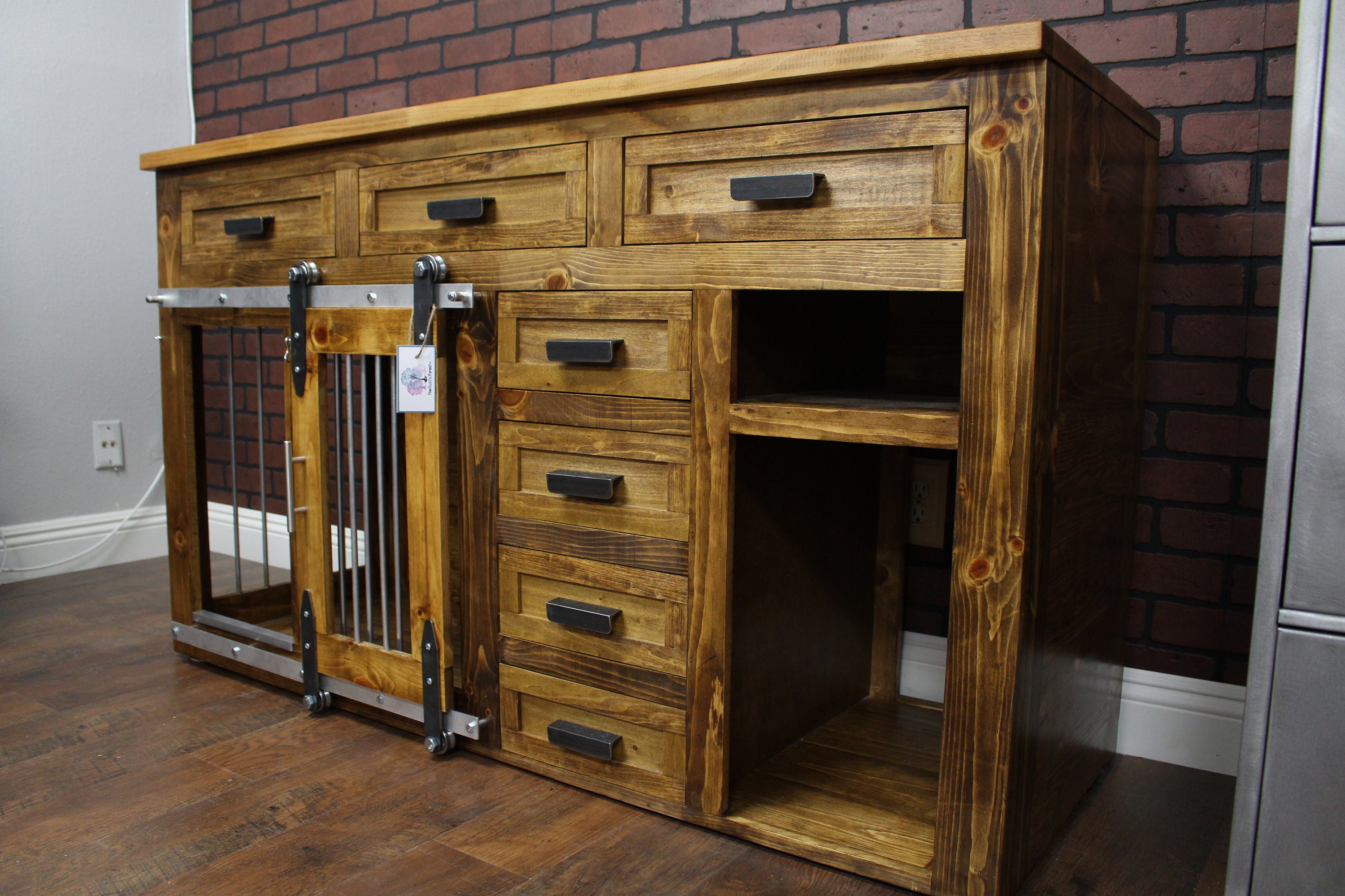 Dog Kennel Credenza Storage Media Center Sliding barn doors Etsy