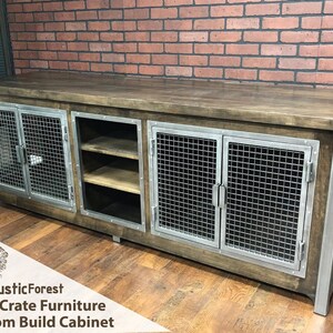 Dog Crate Media Center / Industrial Modern Credenza / Urban Entertainment Center / rustic office furniture / dog kennel / custom Wood Steel image 5