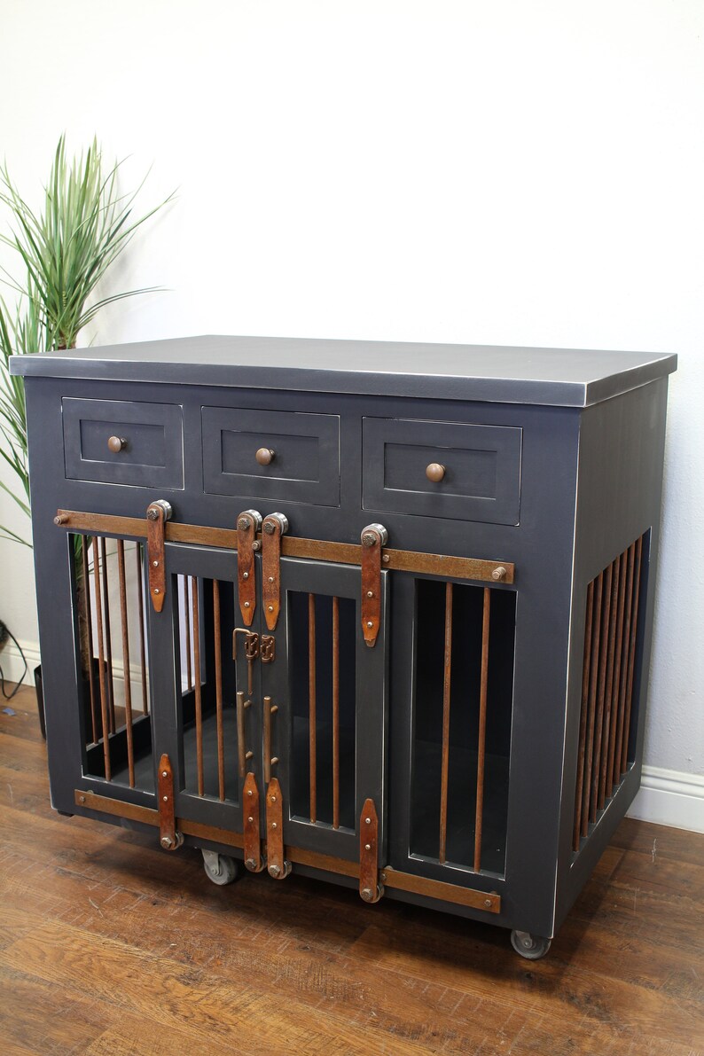 Dog Crate With Drawers Sliding Barn Doors / Crate With Etsy