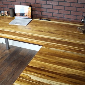 L-Desk, L shaped Desk, Solid Wood Top Rustic Modern Desk, Corner Desk, Industrial Desk, Executive Desk, Home Office, Wood and Steel Desk image 7
