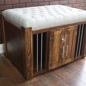Dog Crate Ottoman, Small Dog Kennel, Soft Cushion Top Crate, Fully ...