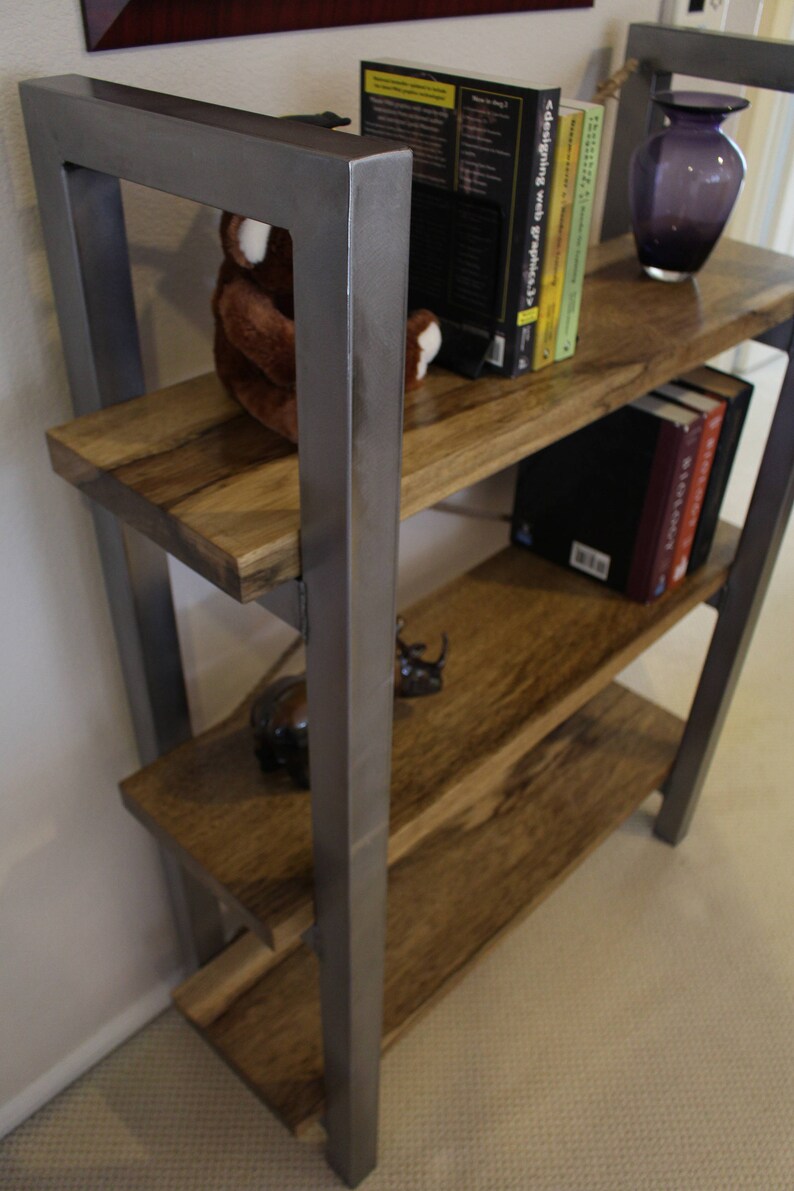 Industrial Rustic Book Shelf / Office Furniture / Steel Wood / Etsy