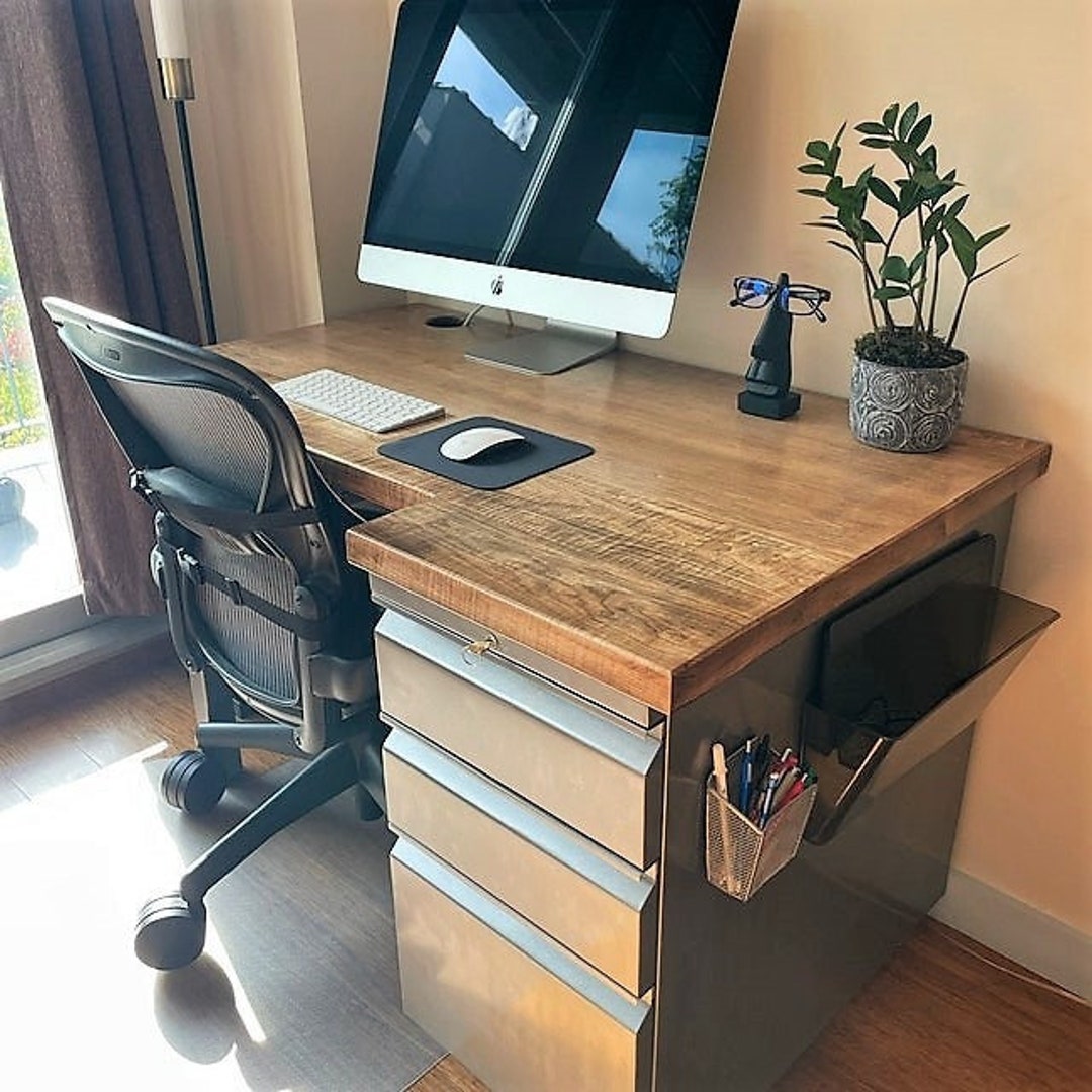 Butcher block desk with drawers deals