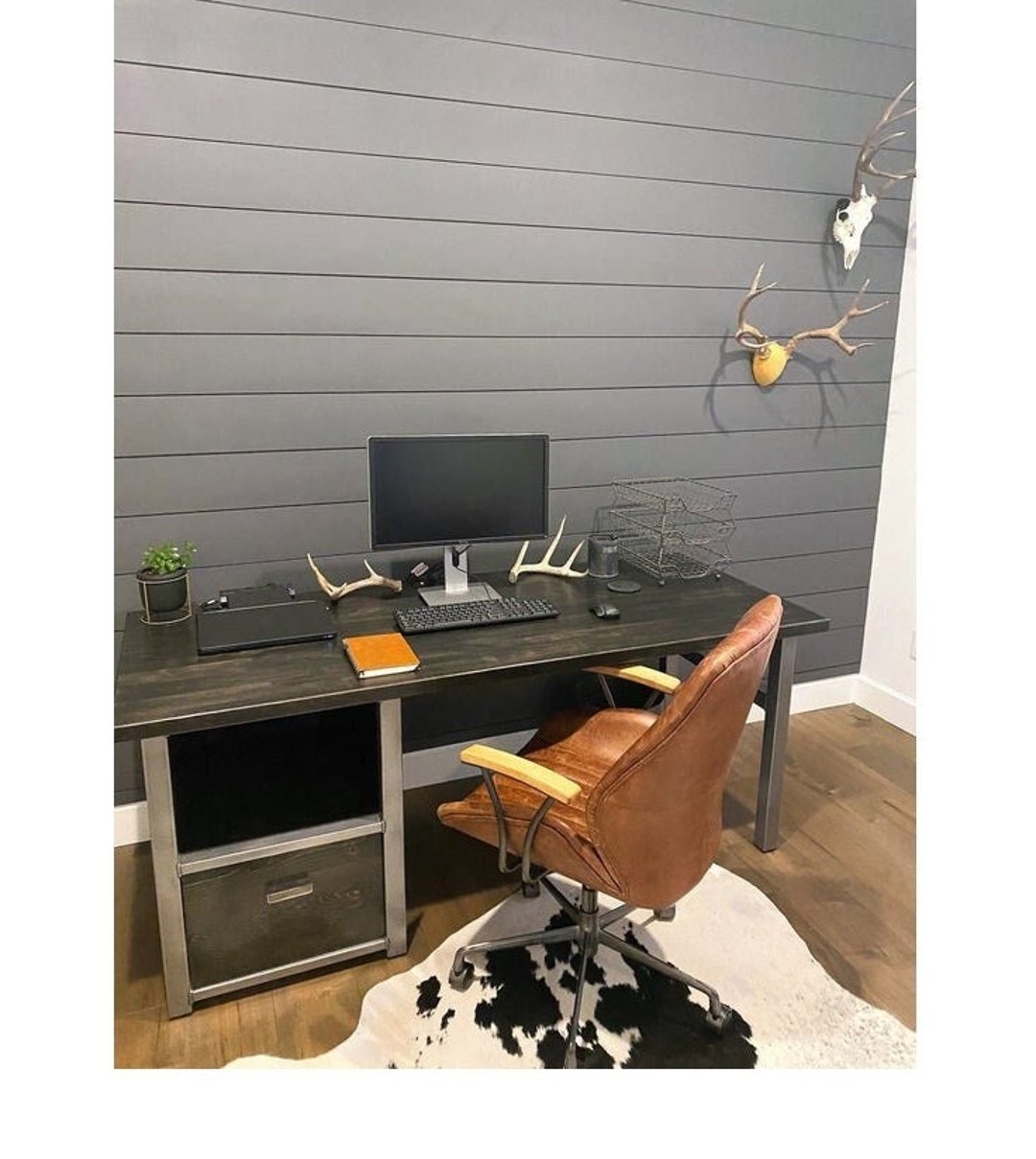 Desk With Cabinet Shelf in Solid Wood and Large File Drawer, Modern ...