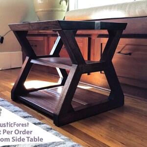 Modern End Table in solid wood, living room Side Table, Handmade office table, steel and wood table, industrial contemporary Scandinavian image 2