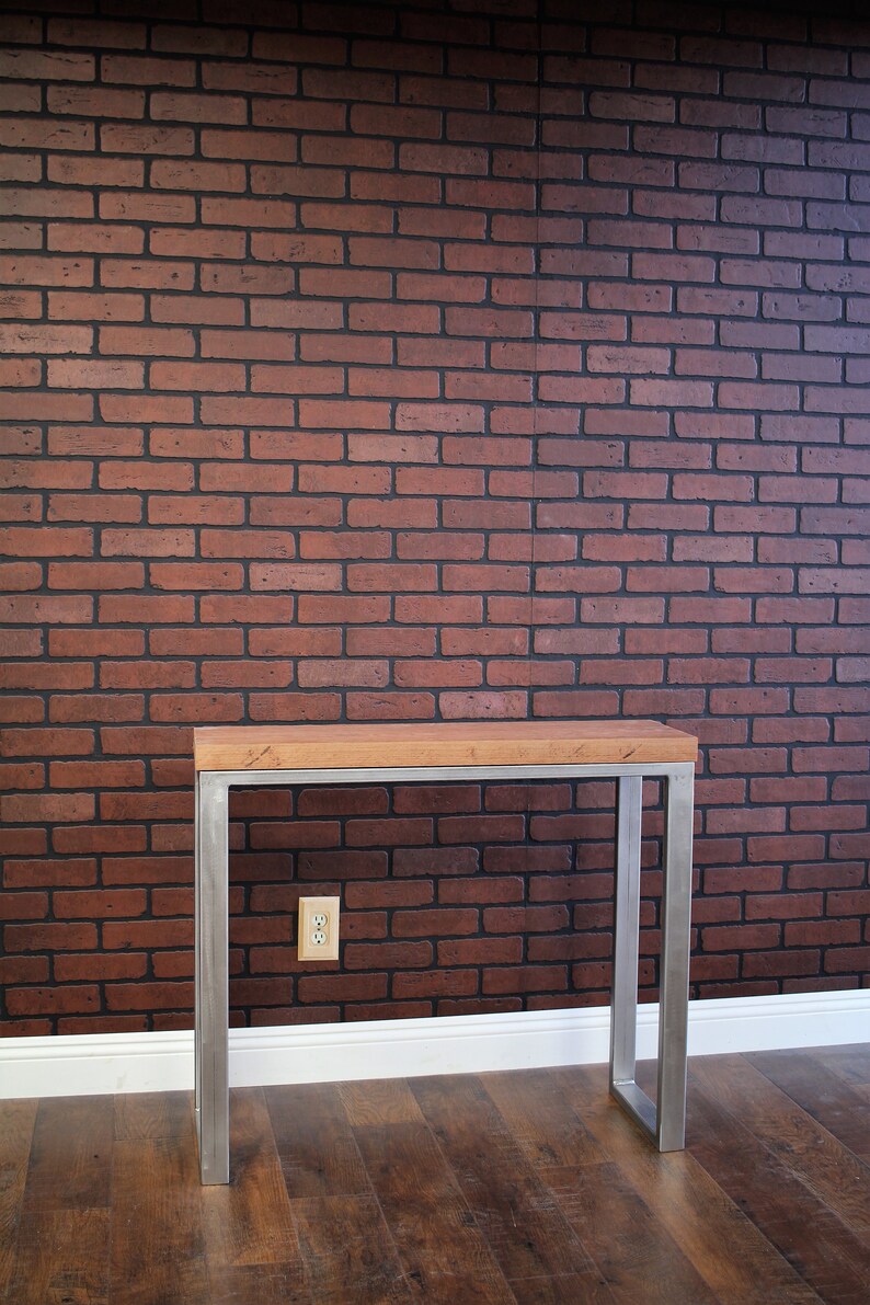 Industrial Entry Table Industrial Solid Wood Rustic Entryway Table Sofa Table Steel Table Couch Table Console Table Buffet