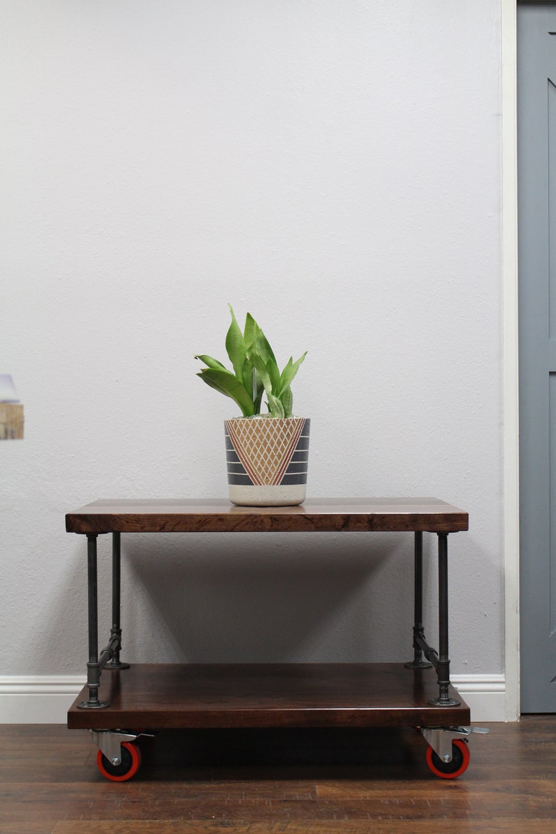 Rustic Coffee Table on castors Industrial Pipe & Wood Table Etsy