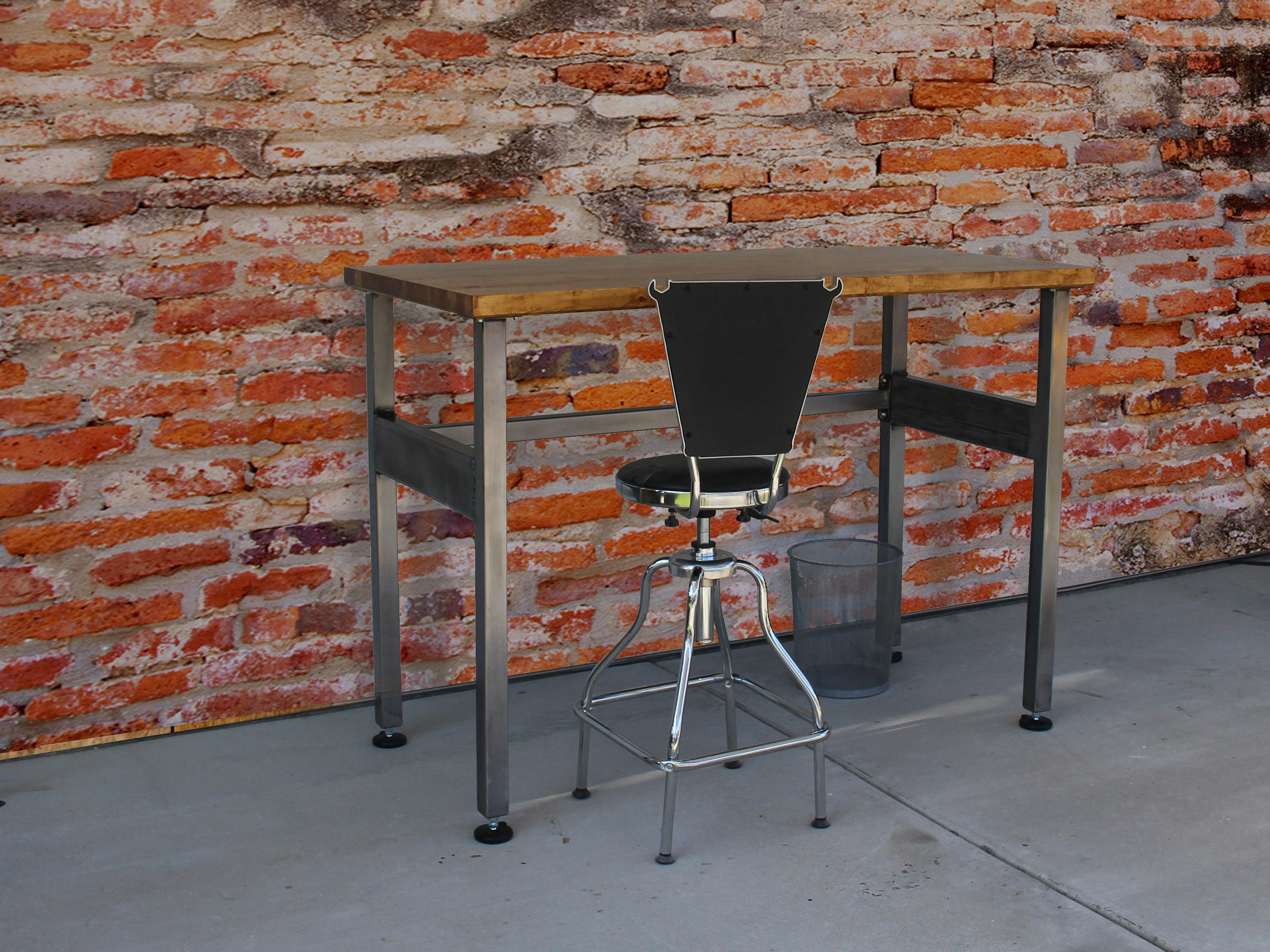 Industrial Butcher Block Standing Desk: Rustic Steel Workstation - Etsy