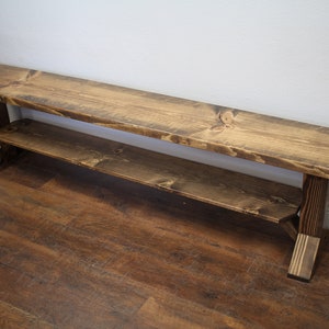 Farmhouse Shoe Bench in solid wood with 2 places for shoes and handmade in USA, entry mud room bench image 8