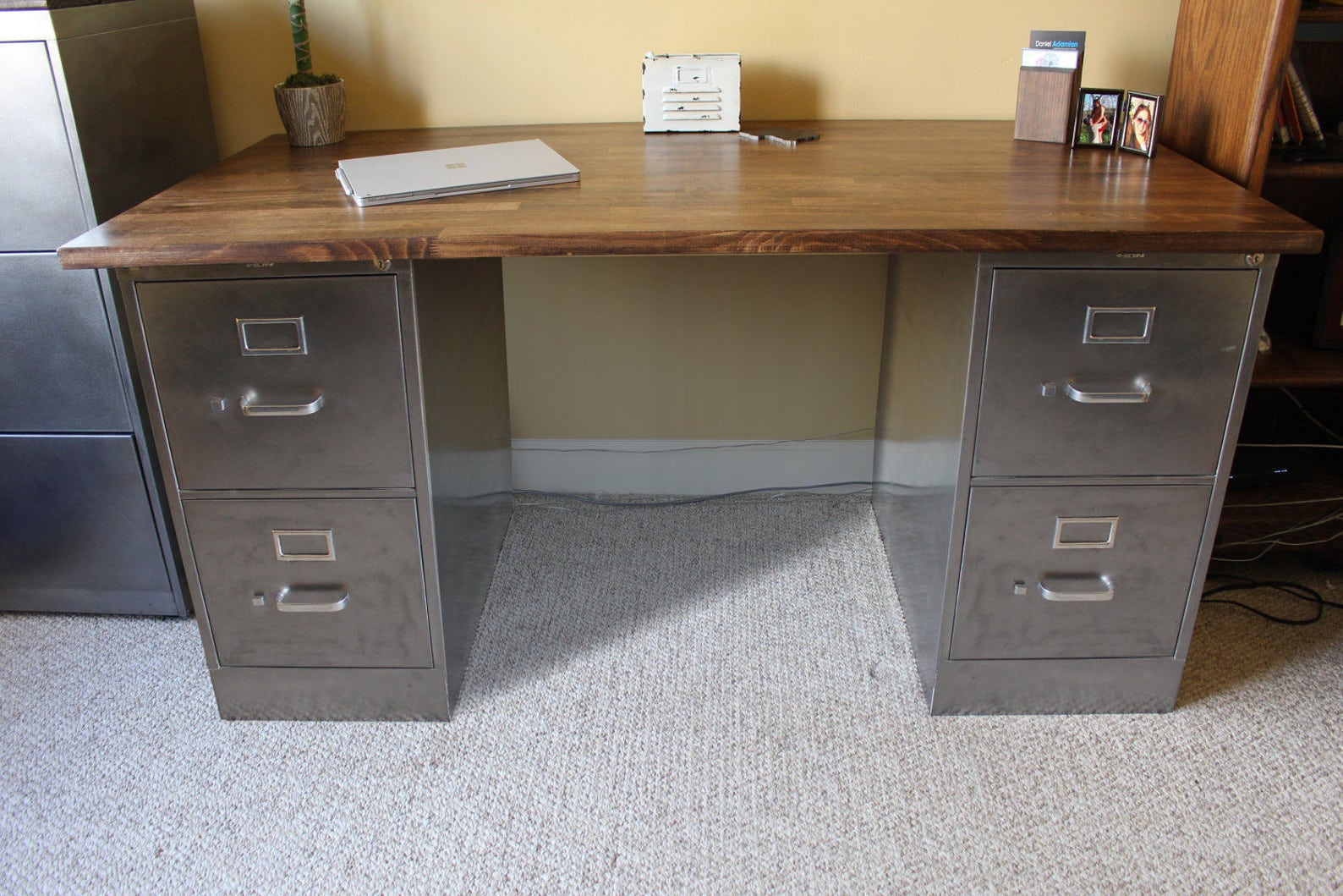 Office Desk / 4 Drawer / Modern Rustic Industrial / Metal Etsy